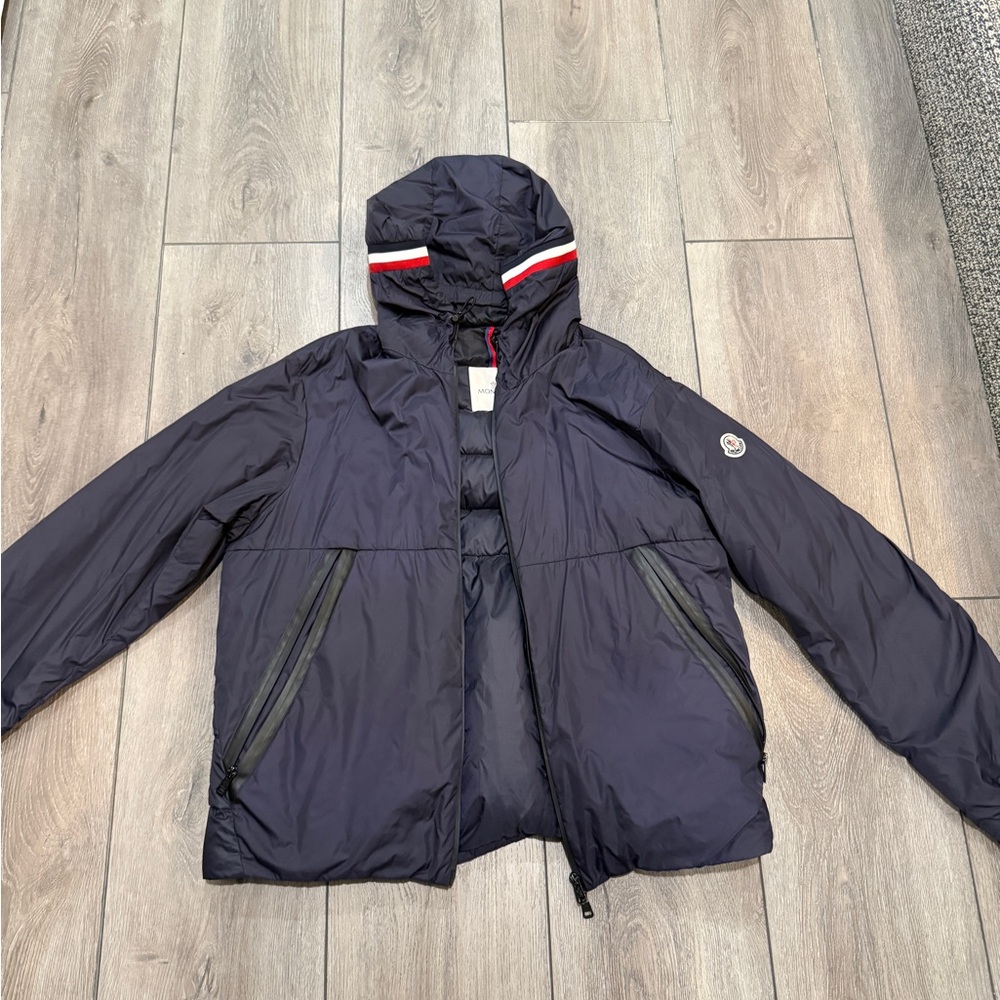 Moncler Dark Blue Puffer with Red and Blue Detail